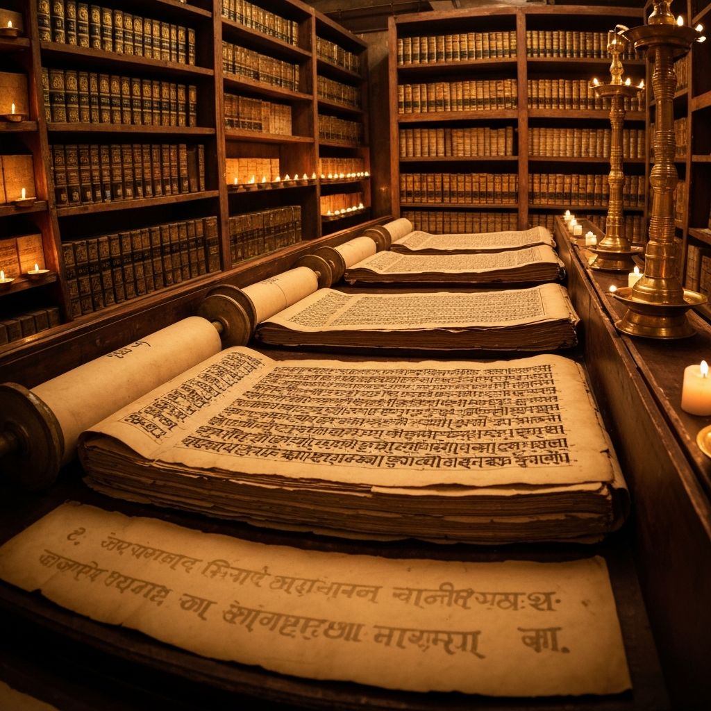 Ancient Vedic manuscripts and astrology wisdom on parchment